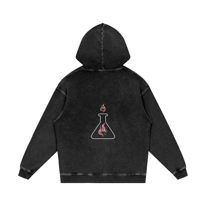 Blush Hour Black Acid Washed Oversized Hoodie